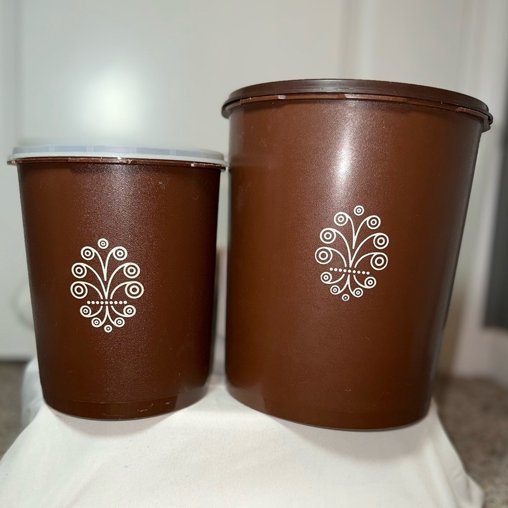 Tupperware Brown Vintage Canister Storage Set